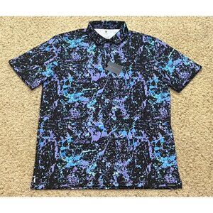 Trenton Black Purple Picasso Splatter Print Performance Polo Shirt Sz L New NWT